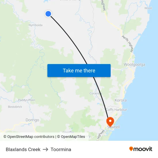 Blaxlands Creek to Toormina map