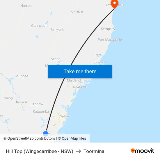 Hill Top (Wingecarribee - NSW) to Toormina map