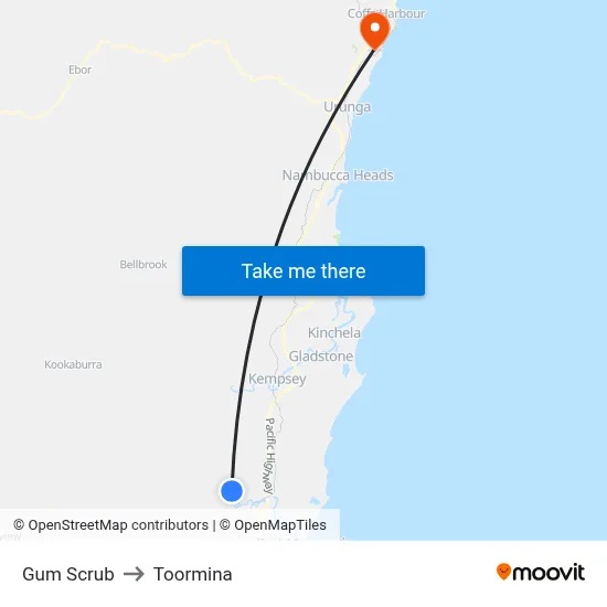 Gum Scrub to Toormina map