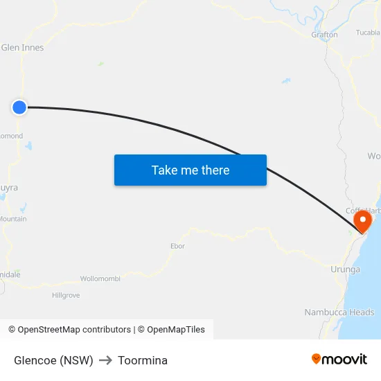 Glencoe (NSW) to Toormina map