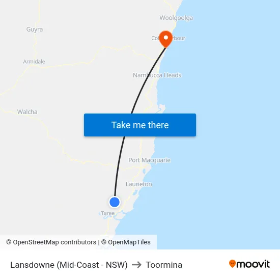 Lansdowne (Mid-Coast - NSW) to Toormina map
