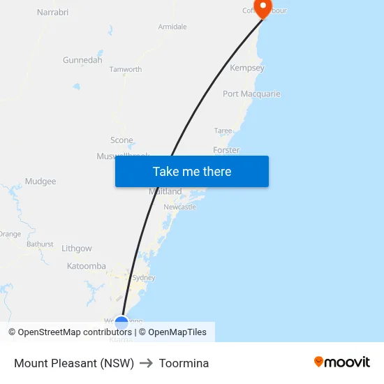 Mount Pleasant (NSW) to Toormina map