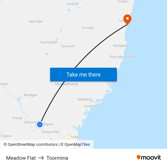 Meadow Flat to Toormina map