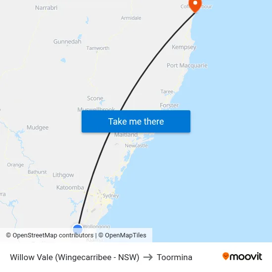 Willow Vale (Wingecarribee - NSW) to Toormina map