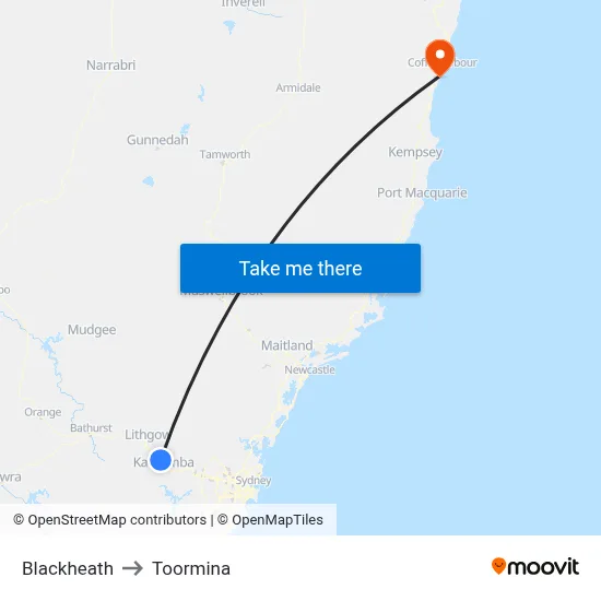 Blackheath to Toormina map