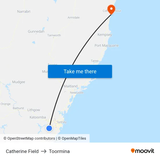 Catherine Field to Toormina map