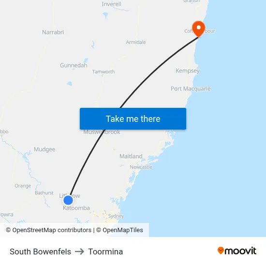 South Bowenfels to Toormina map