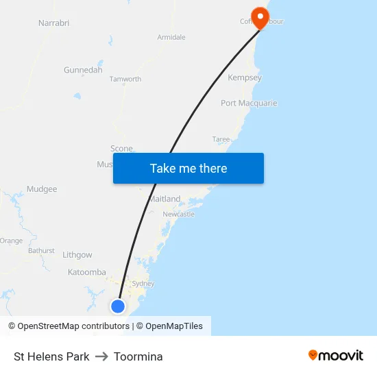 St Helens Park to Toormina map