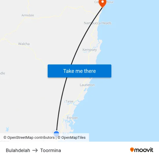Bulahdelah to Toormina map