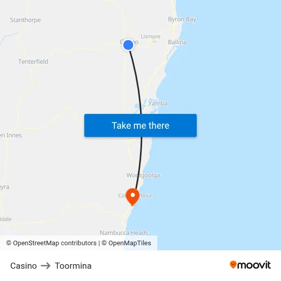 Casino to Toormina map