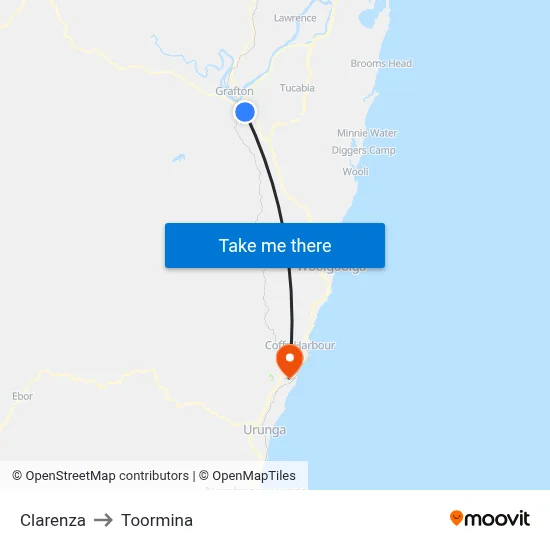 Clarenza to Toormina map