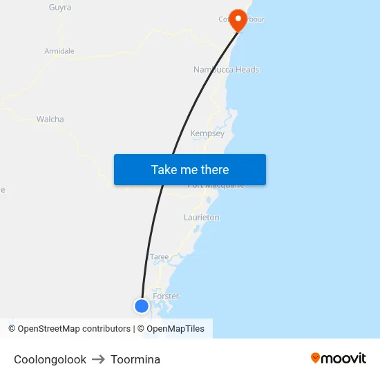 Coolongolook to Toormina map