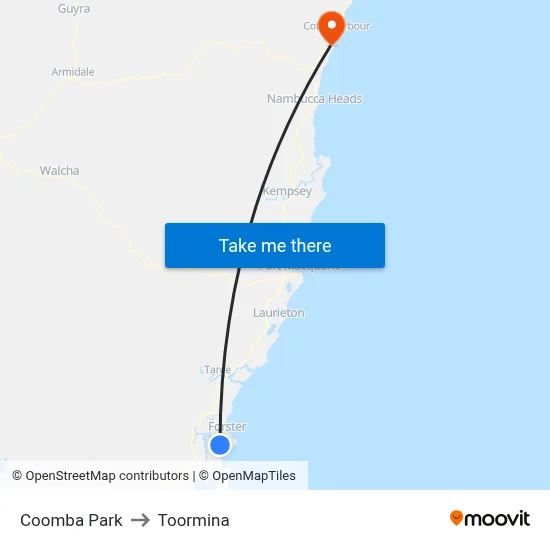 Coomba Park to Toormina map