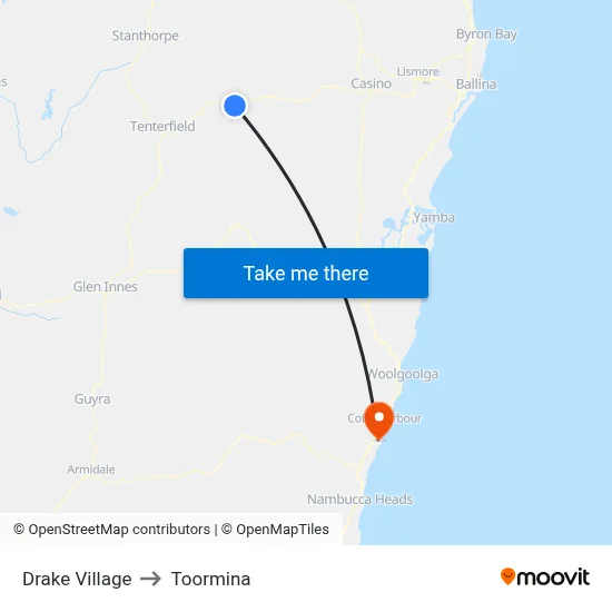 Drake Village to Toormina map