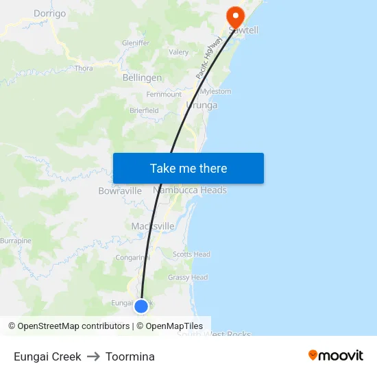 Eungai Creek to Toormina map