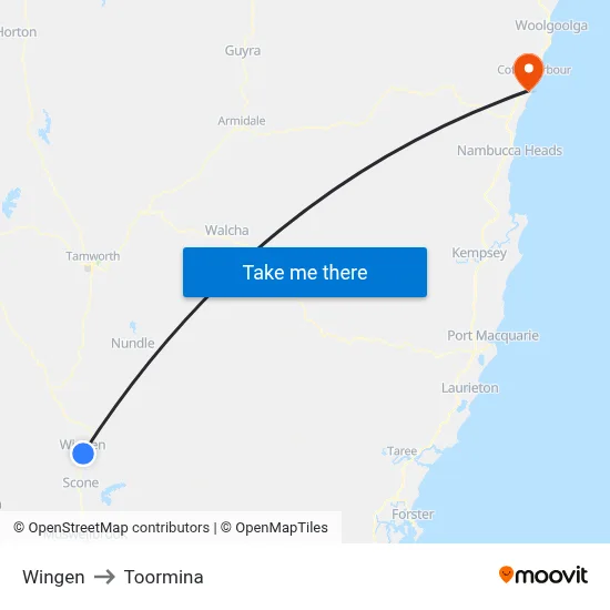 Wingen to Toormina map