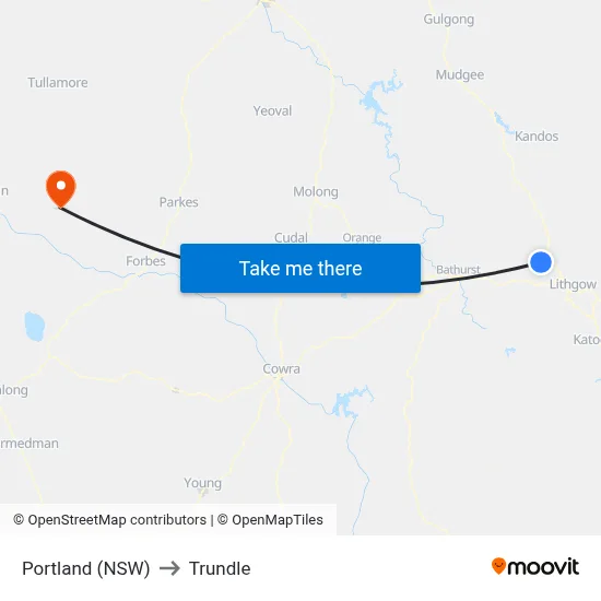 Portland (NSW) to Trundle map