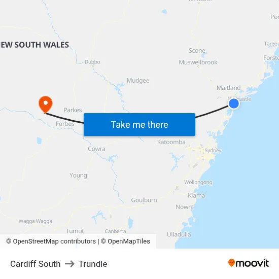 Cardiff South to Trundle map