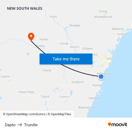 Dapto to Trundle map