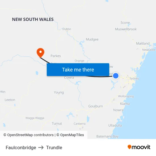 Faulconbridge to Trundle map