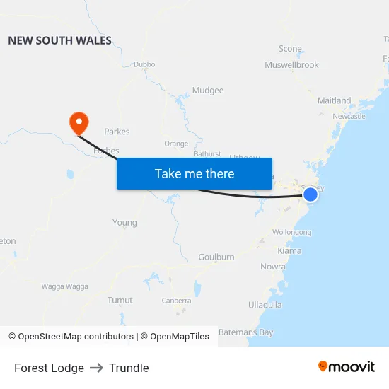 Forest Lodge to Trundle map