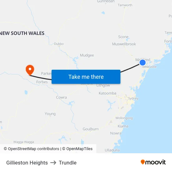 Gillieston Heights to Trundle map