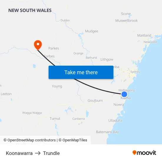 Koonawarra to Trundle map