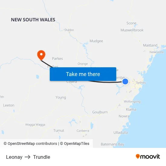 Leonay to Trundle map