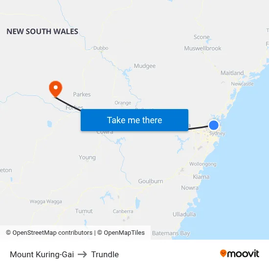 Mount Kuring-Gai to Trundle map