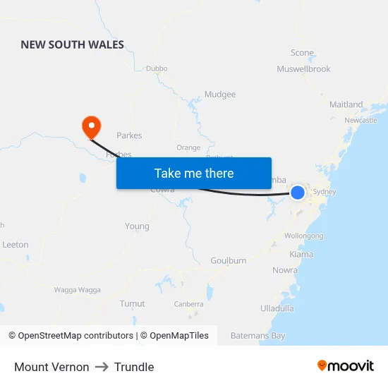 Mount Vernon to Trundle map