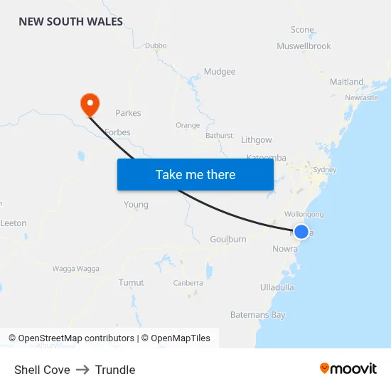 Shell Cove to Trundle map