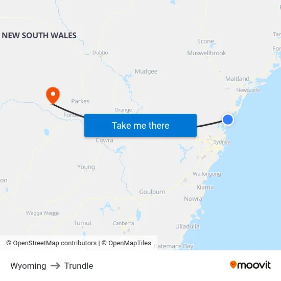 Wyoming to Trundle map
