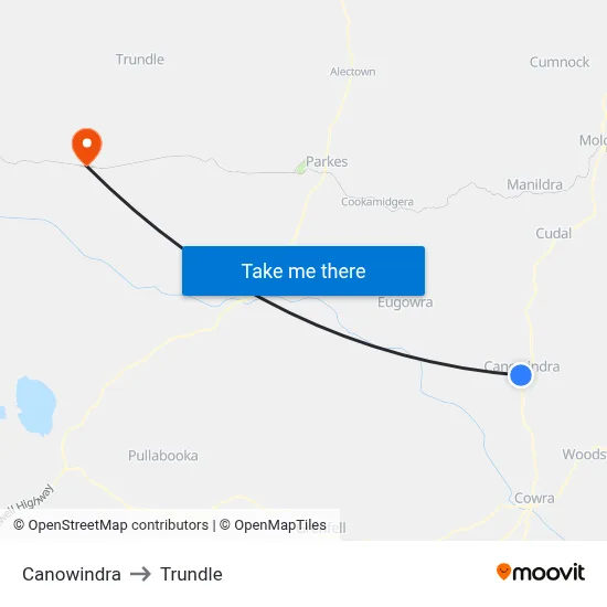Canowindra to Trundle map