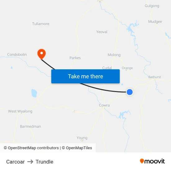 Carcoar to Trundle map