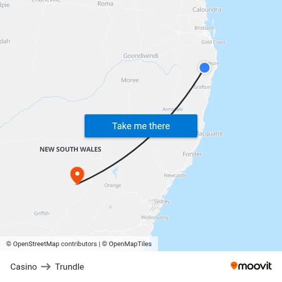 Casino to Trundle map