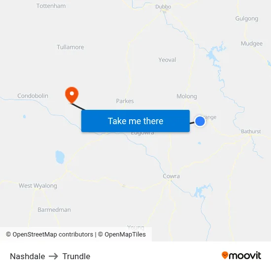 Nashdale to Trundle map