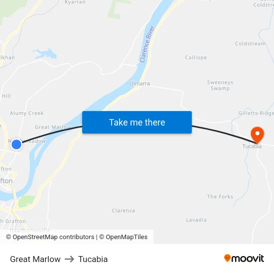 Great Marlow to Tucabia map