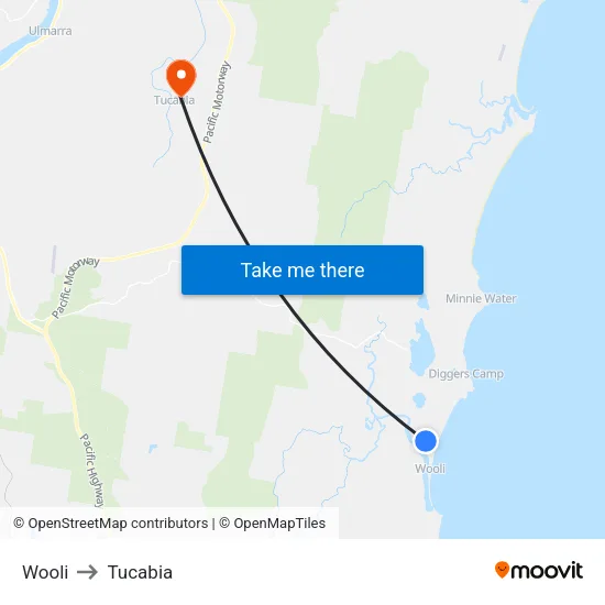 Wooli to Tucabia map