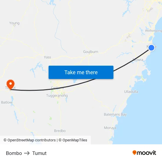 Bombo to Tumut map