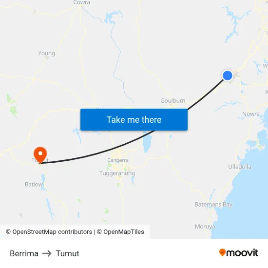 Berrima to Tumut map