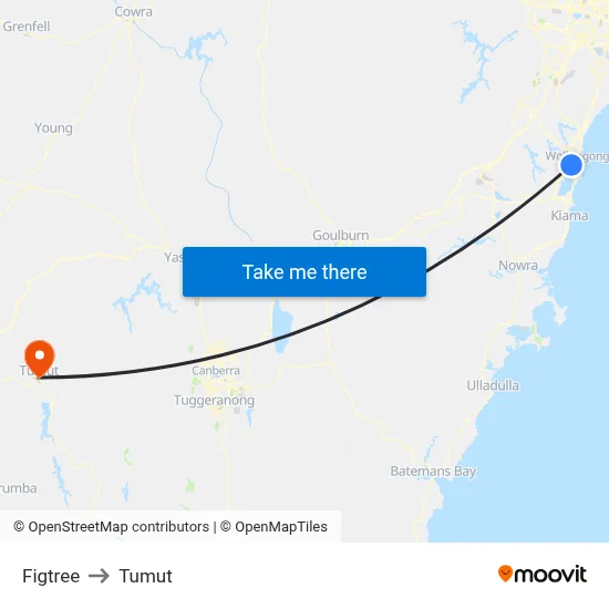 Figtree to Tumut map