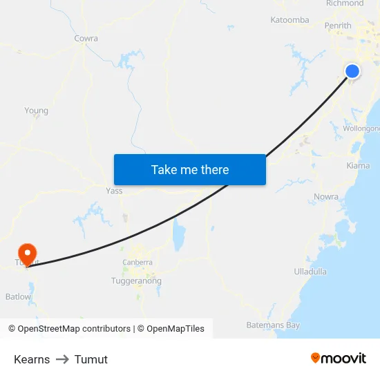 Kearns to Tumut map