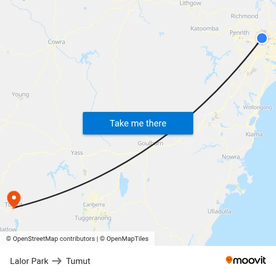 Lalor Park to Tumut map