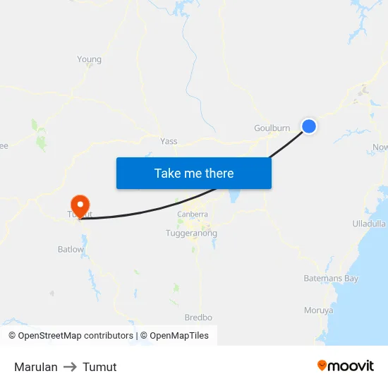 Marulan to Tumut map