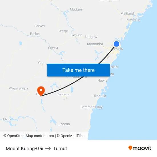 Mount Kuring-Gai to Tumut map