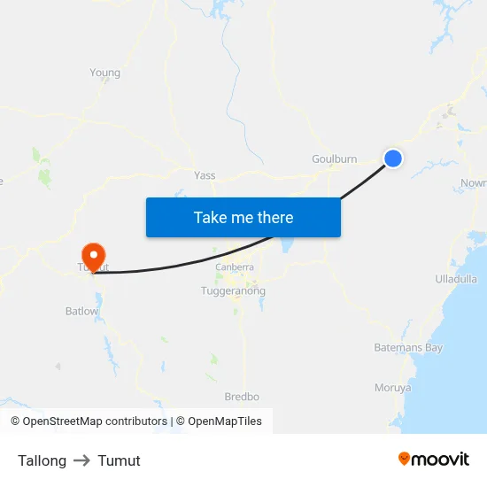 Tallong to Tumut map