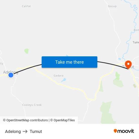 Adelong to Tumut map