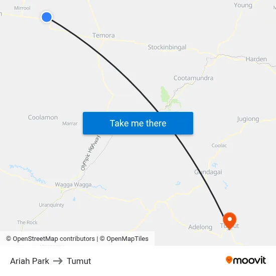Ariah Park to Tumut map