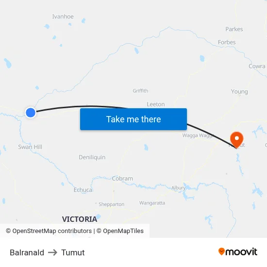 Balranald to Tumut map