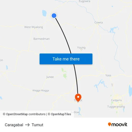 Caragabal to Tumut map